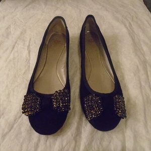 Isola Black Suede Slippers Sz8 Slippers/flats